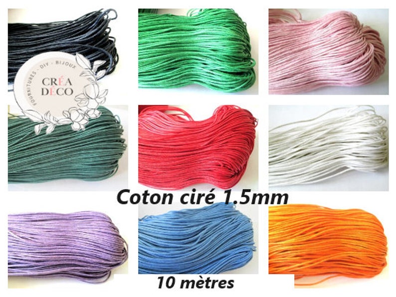 10M Fil Coton ciré 1.5mm , Cordon ciré 1.5mm , 10m coton ciré image 1