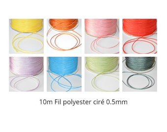 10M fil polyester ciré 0.5mm, Fil 0.5mm , cordon polyester ciré 0.5mm , cordon ciré 0.5mm