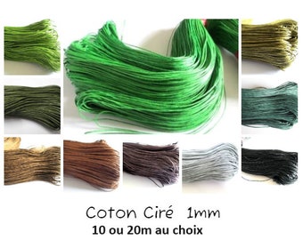 Filo di cotone cerato 1 mm, cordoncino cerato 1 mm, cotone cerato 10 m, cotone cerato 20 m