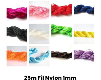 25m de Fil nylon tressé 1mm , Nylon tressé , Nylon 1mm , Fil 1mm