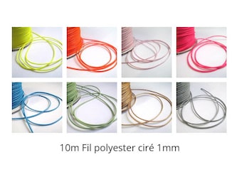 10M fil polyester ciré 1mm, Fil 1mm , cordon polyester ciré 1mm , cordon ciré 1mm