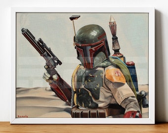 Impression de peinture à l'huile Boba Fett Star Wars