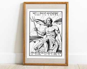 Impression d'illustration de la mythologie grecque de Poséidon