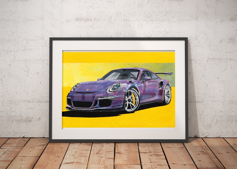 Porsche GT3RS 991 Violet Oil Painting Print