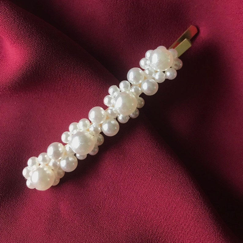 90s Vintage Pearl Hair Barrette French Barrette Pearl Hair Etsy