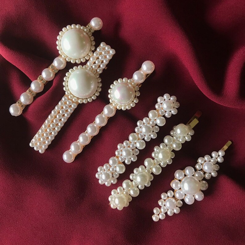 90s Vintage Pearl Hair Barrette French Barrette Pearl Hair Etsy