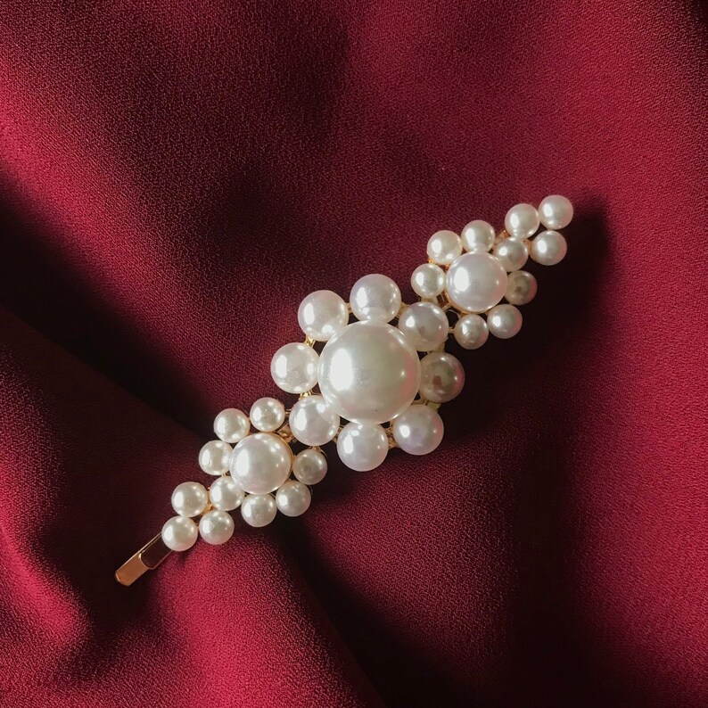 90s Vintage Pearl Hair Barrette French Barrette Pearl Hair Etsy