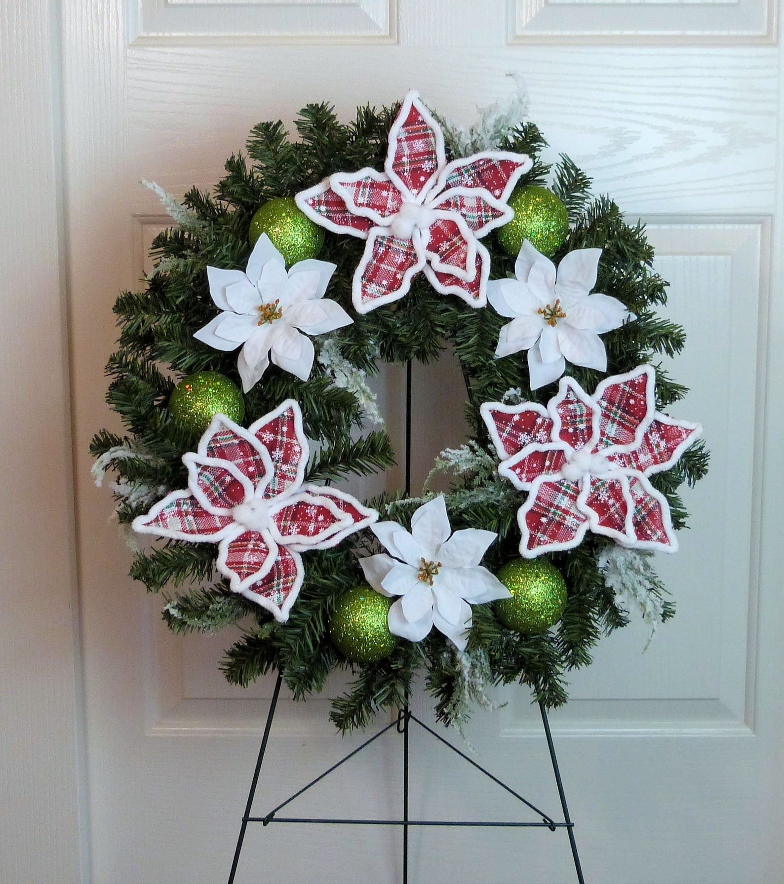 Christmas Cemetery Wreath Christmas Grave Wreath Poinsettia Etsy