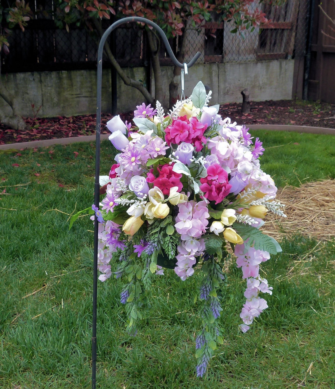 Large Cemetery Hanging Basket, Spring Cemetery Hanging Basket, Cemetery Hanging Basket Etsy