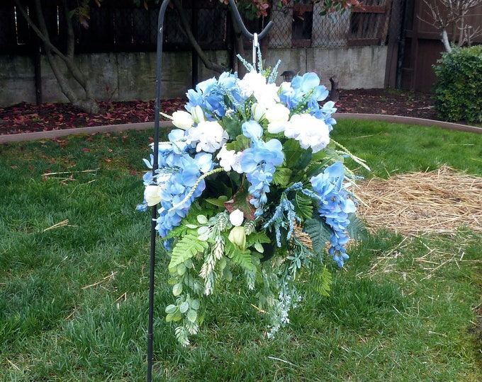 Cemetery Hanging Basket With Wisteria, Spring Cemetery Hanging Basket, Cemetery Hanging Basket