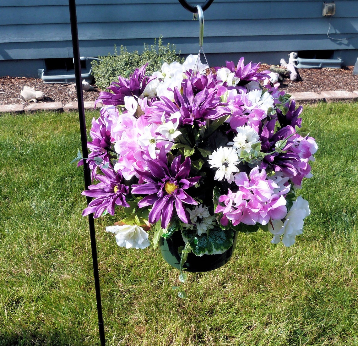 Summer Cemetery Basket Cemetery Hanging Basket with Daisies Etsy