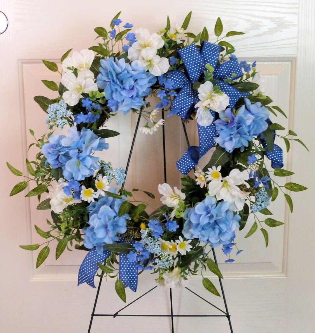 Father's Day Cemetery Wreath, Cemetery Wreath With Hydrangeas, Summer