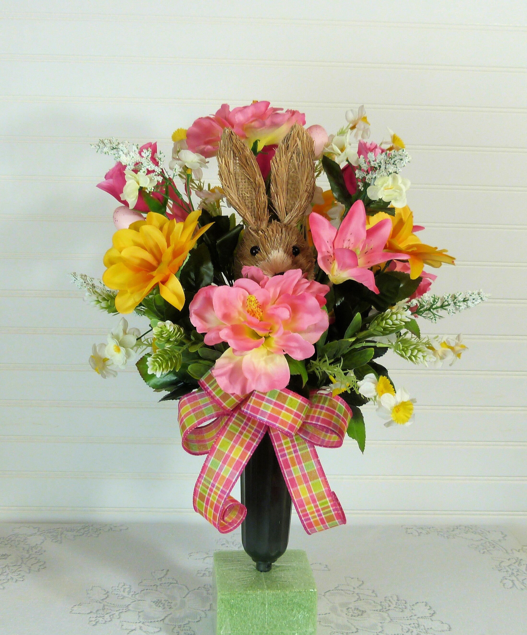 Easter Cemetery Vase with Daisies Easter Cemetery Arrangement | Etsy