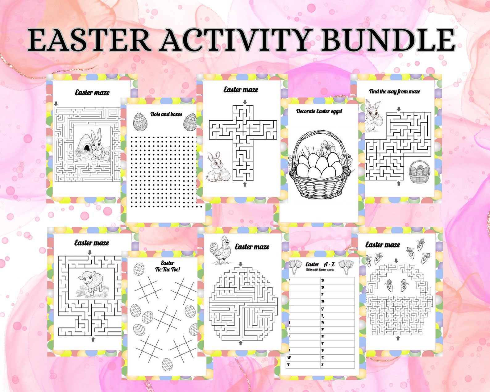 Easter Kids Activity Bundle Printable Sheets Pages for Children Party ...