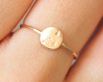Bague constellation céleste, Bague étoile du zodiaque, Bague zodiaque, Bague céleste, Bague en or gravée, Bijou constellation, Bague galaxie