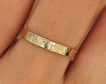 Multiple Birth Flower Band: 14k Gold Filled or Sterling Silver, Personalized Birth Flower Jewelry Gift, Tarnish Resistant & Waterproof Ring