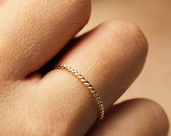 Gold Twist Ring, Twisted Ring, Tiny Rope Ring, Stackable Gold filled Ring, Thin Gold Band, Simple Dainty Ring, Gift for Anniversary