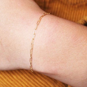Paperclip Bracelet, Tiny Gold Bracelet, 14k Gold Filled Bracelet, Dainty Gold Bracelet, Thin Chain Bracelet, Minimalistic Bracelet-Jewelry