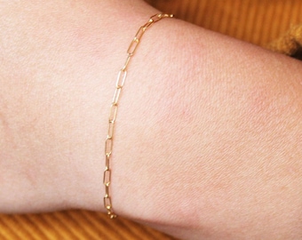 Paperclip Bracelet, Tiny Gold Bracelet, 14k Gold Filled Bracelet, Dainty Gold Bracelet, Thin Chain Bracelet, Minimalistic Bracelet-Jewelry