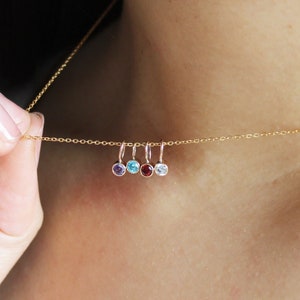 Multi-Charm Birthstone Necklace, Personalized Birthstone Necklace, 14k Gold Fill Birthstone Necklace, Custom Family Birthstone Necklace Gift