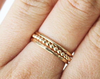 Set of  3 Gold Rings - Gold Stacking Ring - Gold Filled Ring - Thin Gold Ring - 14k Gold Ring - Simple Gold Ring - Dainty Gold Ring