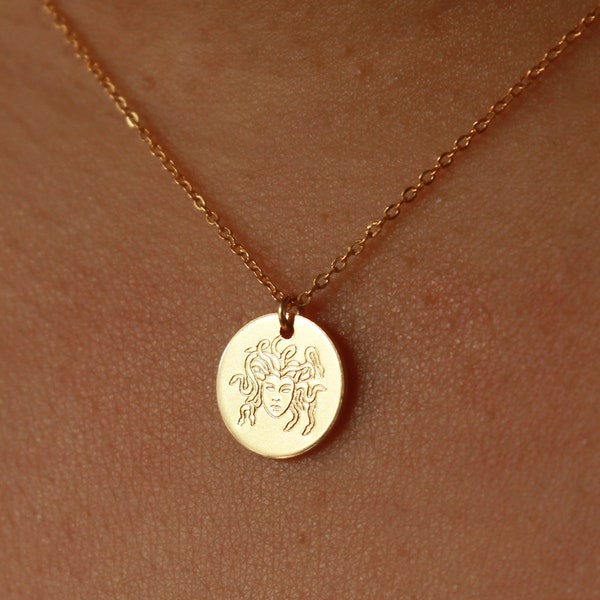 Greek Mythology Necklace - Gold Medusa Necklace - Gold Pendant Necklace - Medusa Jewelry - Celestial Necklace - Gold Coin Necklace, Versace