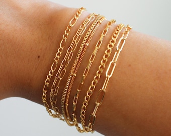 Satellite Bead Bracelet, Dainty Gold Bracelet, Beaded Bracelet, Everyday Jewelry, Layering Bracelet, Tiny Chain Bracelet, Bridesmaids Gift
