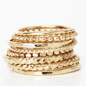 Anéis empilháveis em ouro 14k, anel fino e delicado, conjunto de anéis delicados empilháveis, anel de ouro 14k, conjunto de anéis finos simples para mulheres, anel amarelo