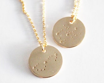 Zodiac Constellation Necklace, Custom Constellation Necklace, Personalized Star Necklace, Celestial Necklace, 14k Gold Necklace, Gold Filled