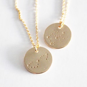 Naszyjnik z konstelacją zodiaku, spersonalizowany naszyjnik z konstelacją, spersonalizowany naszyjnik z gwiazdą, niebiański naszyjnik, naszyjnik ze złota 14k, wypełniony złotem
