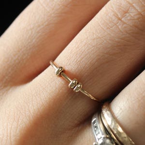 Stress Fidget Ring, Gold Filled or Sterling Silver, Stress Ring, Meditation Gift, Gold Filled Anxiety Ring, Calming Jewelry,  Beaded Ring