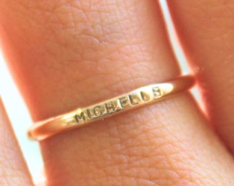 Bague personnalisée : jonc personnalisé en or 14 carats ou en argent sterling, résistant à la ternissure, bijoux étanches, cadeau d'anniversaire