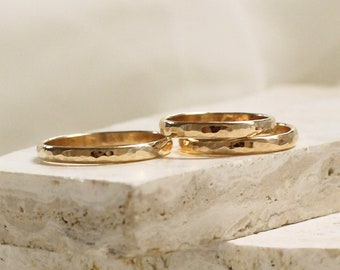 Hammered Ring Band, Thick Gold Ring, Stacking Band, Hammered Gold Rings, Hammered Silver Ring, Thick Band Ring, Dome Ring, Chunky Thick Ring