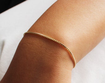 Box Chain Bracelet, Gold Bracelet for Woman Gold Box Chain Box Bracelet, Gold Chain Bracelet, 14k Gold Dainty Bracelet, Gold Filled Bracelet
