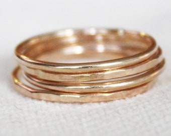 Gold Stacking Ring - Gold Filled Ring - Thin Gold Ring - 14k Gold Ring - Simple Gold Ring - Dainty Gold Ring - Hammered Gold Ring - Gift