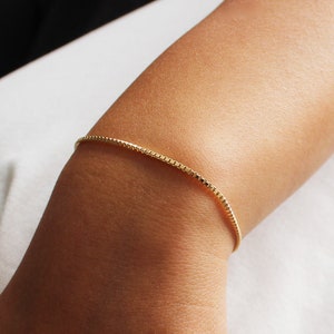 Box Chain Bracelet, Gold Bracelet for Woman Gold Box Chain Box Bracelet, Gold Chain Bracelet, 14k Gold Dainty Bracelet, Gold Filled Bracelet