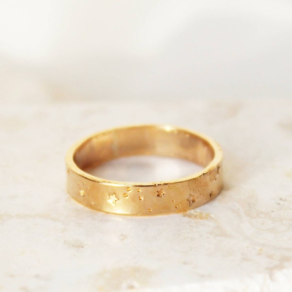 Gold Filled Stardust Ring, Constellation Band, Star Band Ring, Celestial Ring Band, 14k Gold Filled Starry Eye Ring, Gift for her, Stackable