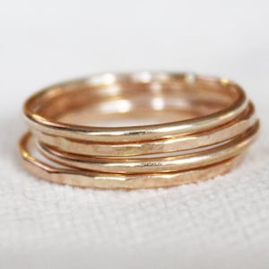 Gold Stacking Ring - Gold Filled Ring - Thin Gold Ring - 14k Gold Ring - Simple Gold Ring - Dainty Gold Ring - Hammered Gold Ring - Gift