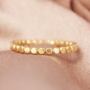 Flat Ball Ring, Dainty Beaded Ring, Gold Stacking Ring, Gold Filled Ring, Gold Bead Ring, Stackable Dainty Ring, Flat Ball Ring, Gold Ring