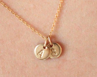 Small Letter Necklace, Tiny Disc Necklace, Custom Charm Necklace, Personalized Initial Necklace, Family Necklace, Family Jewelry Gift Mom