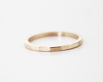 Gold Hexagon Ring, Stacking Ring, Engagement Ring, Gold Filled Ring, Dainty Gold Ring, Textured Ring, Stackable Ring, Hammered