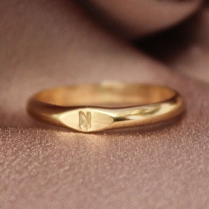 Pinky Initial Ring, Personalized Signet Ring, Custom Pinky Ring, Gold Signet Ring, Gold Filled Ring, Personalized Ring - Dainty Initial Ring