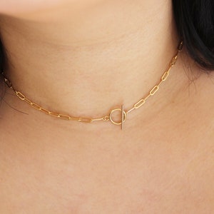Gold Toggle Choker - Gold Chain Choker - Toggle Pendant Choker - Layering Necklace - Toggle Chain Necklace - Toggle Clasp Necklace