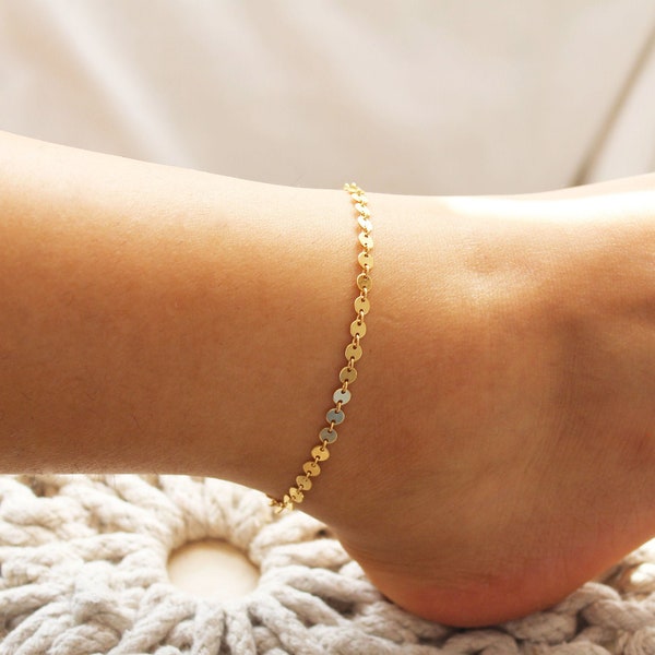 Gold Coin Anklet, Gold Bead Anklet, Gold Boho Anklet, Gold Filled Anklet, Dainty Gold Anklet,  Boho Anklet for Woman, Festival Summer Anklet