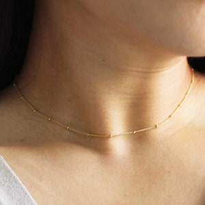 Satellite Chain Necklace, 14k Gold Fill or Sterling Silver, Ultra Tiny Necklace, Beaded Chain Necklace, Gold Satellite Chain, Gift for her