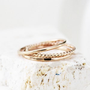 Gold Thin Ring Set, Gold Set Ring Gift, Stacking Dainty Ring, Bridal Ring Set, Gold Filled Ring Set, Tiny Stack Ring, Minimalistic Ring Set image 4