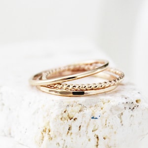 Gold Stacking Ring Set, 14k Gold Rings Set, 3 Gold Ring Set, Gold Filled Thin Ring, 14k Gold Ring for Woman, Thin Stack Ring Set Dainty Ring