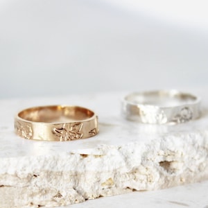 Birth Flower Band, Birthflower Jewelry, Custom Thick Floral Ring, Flora Ring Band, Wild Flower Ring, Gold Flower Ring, Engagement Ring