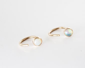 Aro de caracola, Pendiente de caracola, Aretes de aro de ópalo, Piercing de caracola, Aretes de aro de oro, Aretes de aro rellenos de oro, Aro de cartílago, Pendiente de caracola