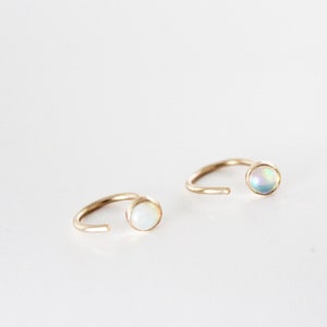 Conch Hoop, Conch Earring, Opal Hoop Earrings, Conch Piercing, Gold Hoop Earrings, Gold Filled Hoop Earrings, Cartilage Hoop, Conch Earring